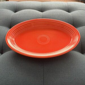 Vintage Fiestaware Orange/Persimmon Oval Platter approximately 9” x 14”